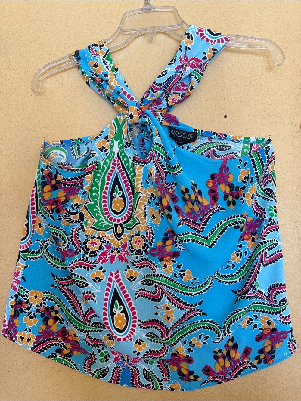 Rachel Zoe Girls' Bright Turquoise Paisley Halter Camisole